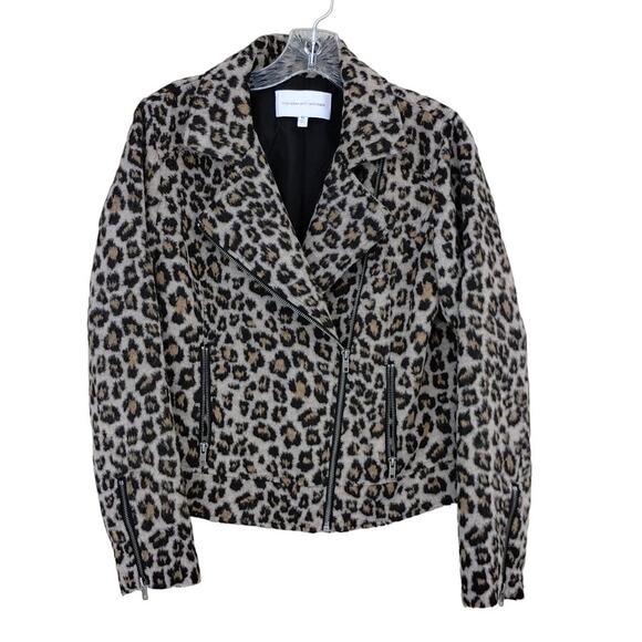 Cupcakes and Cashmere Wool blend Animal Print Margaux Moto Jacket  Size M - Picture 2 of 14